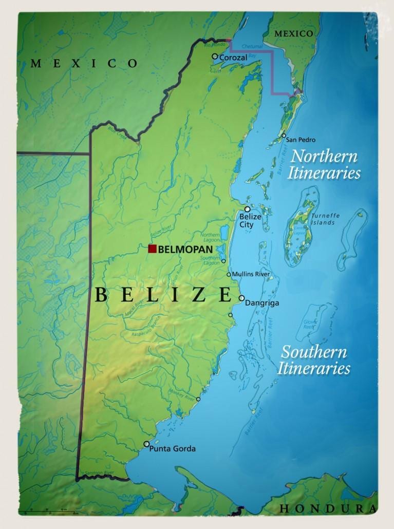 Zemljevid Belize jadranje