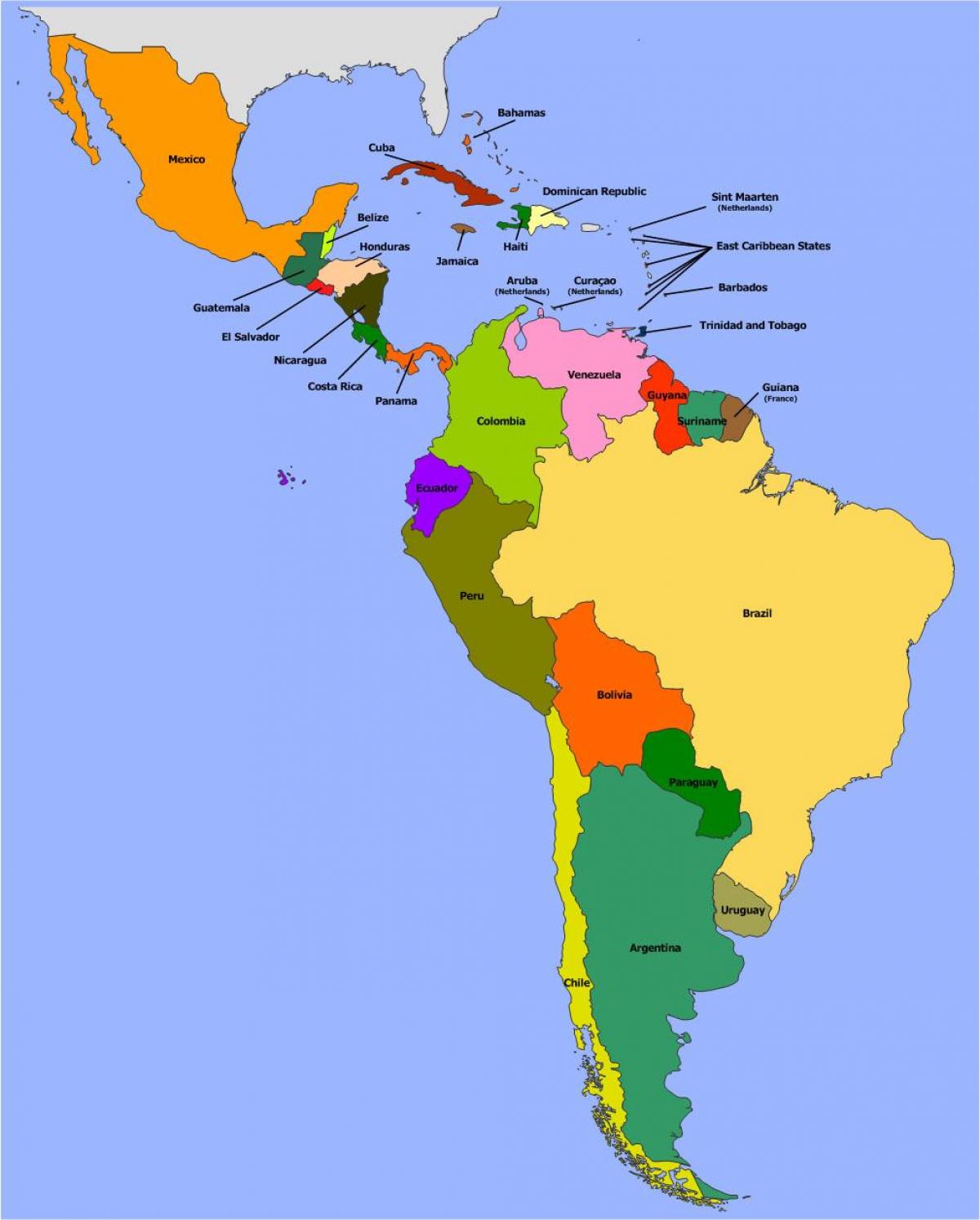 Zemljevid Belize južni ameriki