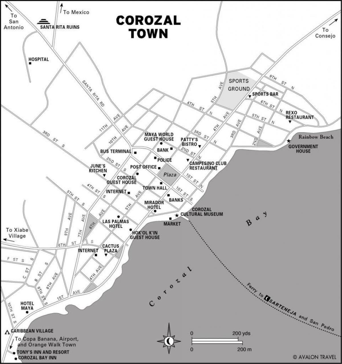zemljevid corozal mesto Belize