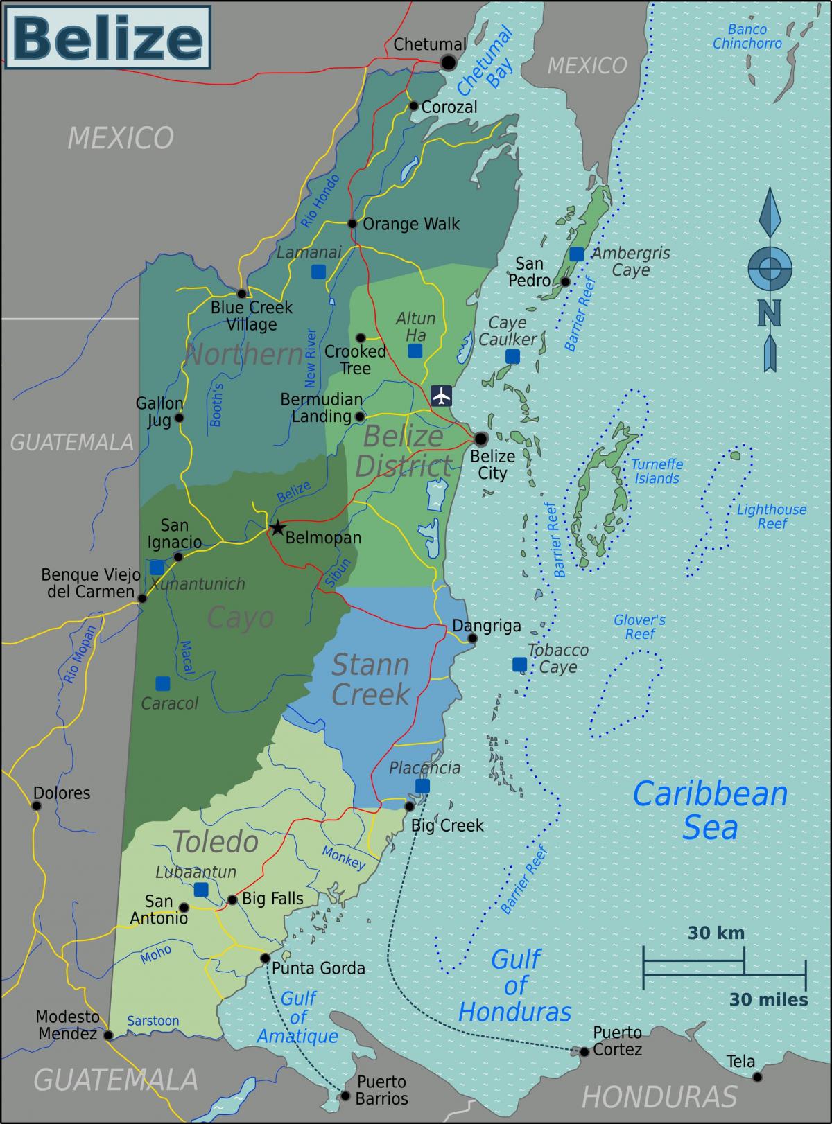 Zemljevid žetve caye Belize