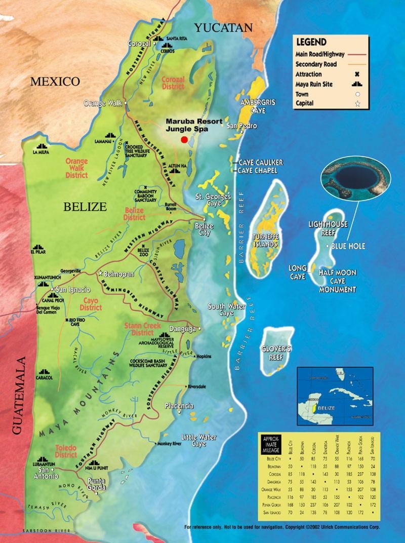Zemljevid tobak caye Belize