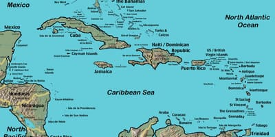 Zemljevid Belize karibi