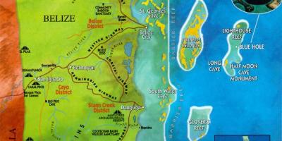 Belize ruševine zemljevid
