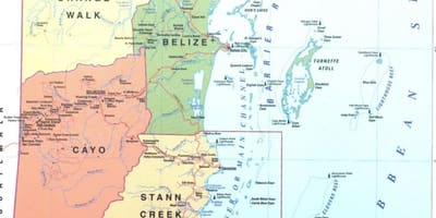 Zemljevid Belize okrožno