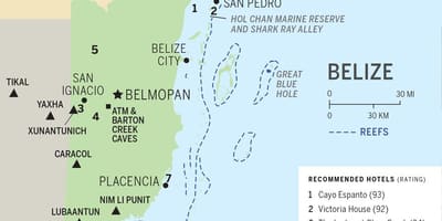 Zemljevid Belize plaže