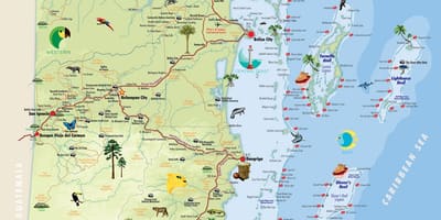 Zemljevid Belize zanimivosti