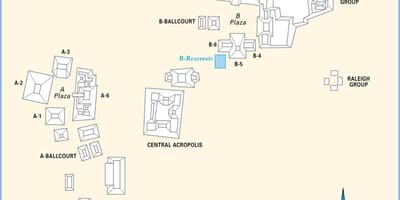 Caracol ruševine Belize zemljevid