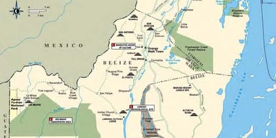 Zemljevid sibun reke Belize