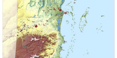 Zemljevid topografske Belize