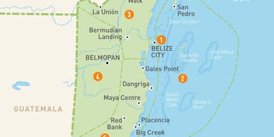 Zemljevid Belize in okoliških državah